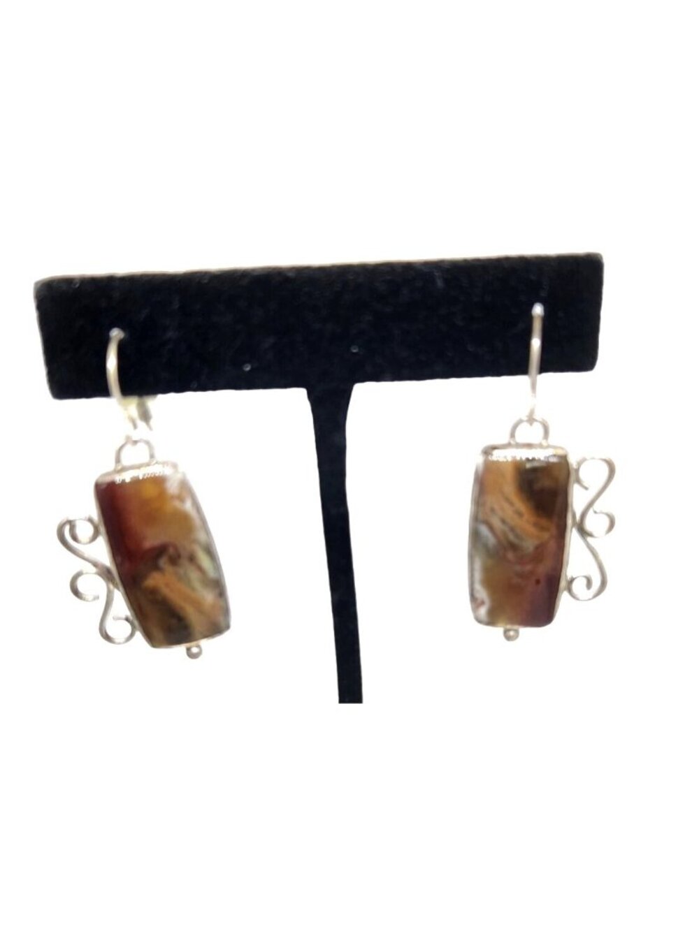 Earrings Imperial Agate  8.8 Gr 925 Silver 35mm x 20mm Silver Hooks Jerry & Fran